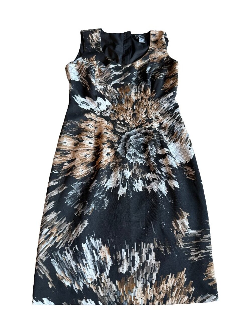 Etcetera Bold Print Sheath Dress Sleeveless Neutral Classy Quiet Luxury Size 6